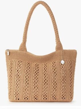 The Sak Crafted Classics Crochet Carryall Tote Tan Hand Crochet Bag Boho Vegan